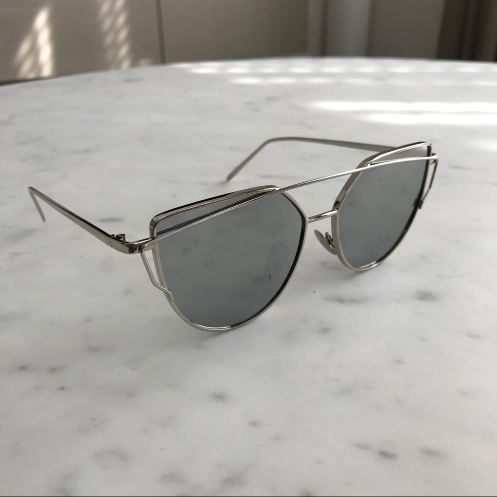 Silver Cat Eye Mirrored Street Fashion Sunglasses